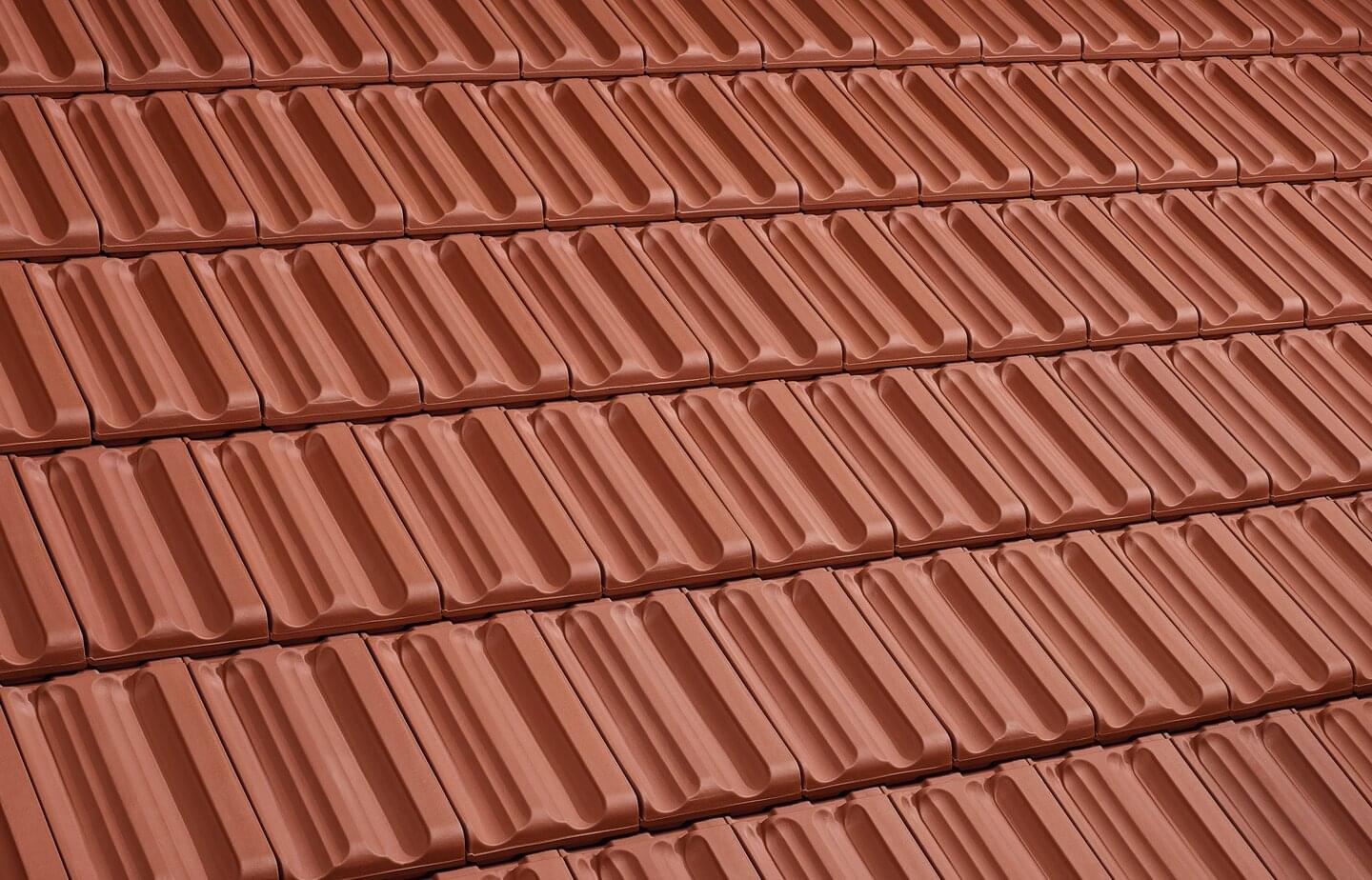 Falzziegel (Interlocking Tile) - Sinterfalz Sinter red | Image roof surface | © © ERLUS AG 2021